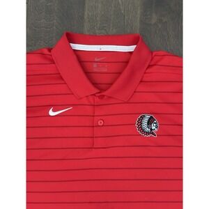 Nike Dri-fit Red Striped Performance Polo Shirt Mens‎ Size XL Short Sleeve Logo